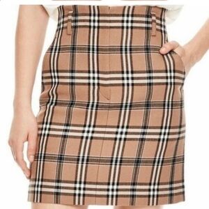 NWT Sandro Paris Sunset Tartan Plaid Camel Mini Skirt